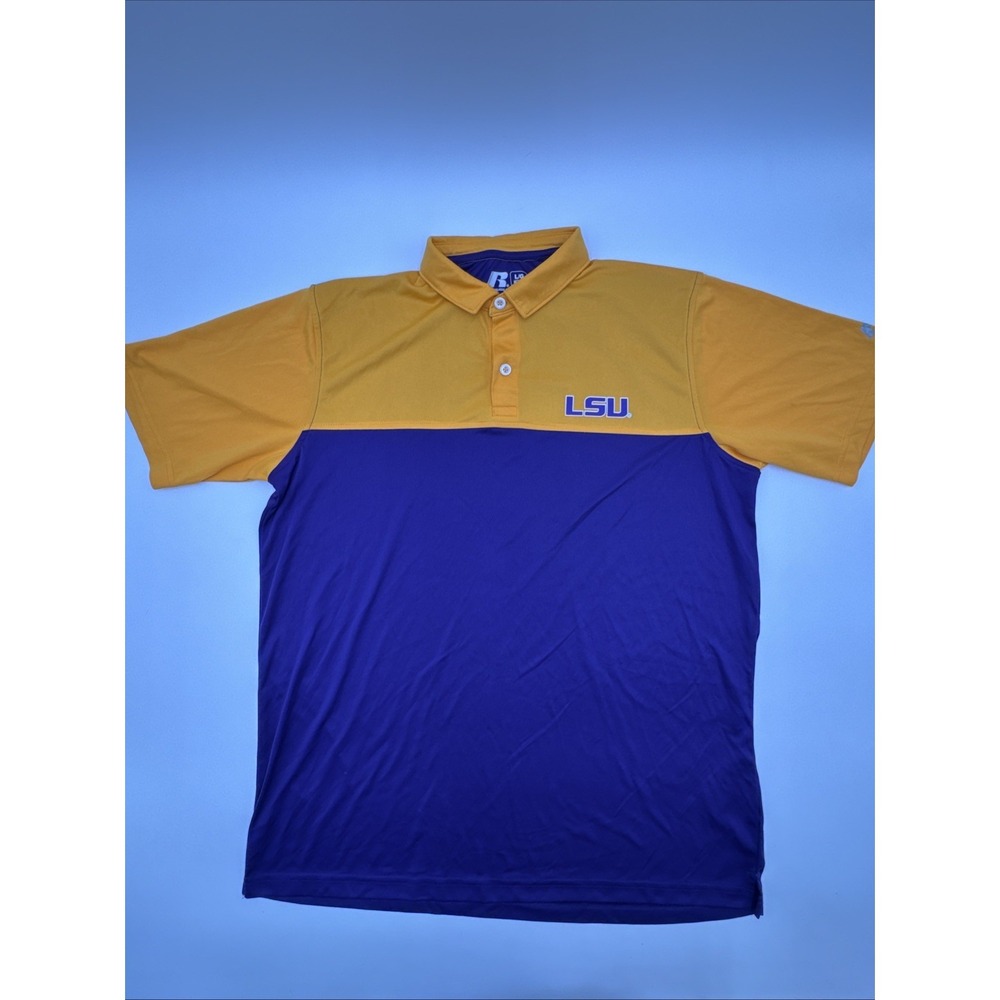 Louisiana State LSU Tigers Golf Collared Polo Shirt Mens Large Colorblock Purple